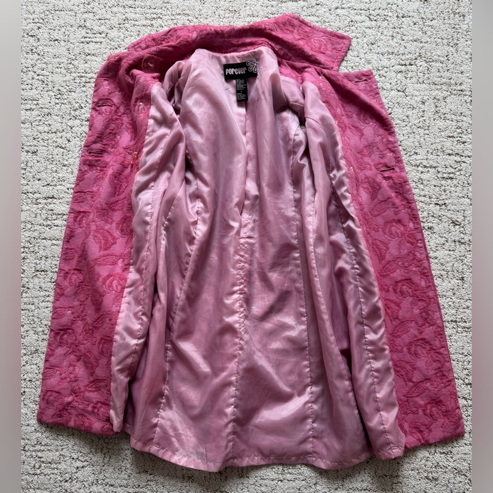 ~2 for $14~ Y2K Pink Brocade Pea Coat - Picture 8 of 17